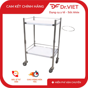 Xe đẩy Inox DrViet-30x40-2 tầng-1 vòng thau