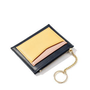 MINGKE Thin Wallet Card Holder for Women Zipper Key Chain Creative Minimalist