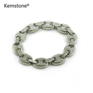 Kemstone Gold/Silver Ellipse Shape Geometric Design Bracelet for Men Hip Hop Style