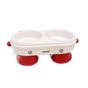 XINSU38 Stainless Steel Cat Bowl Anti Slip High-Stand Pet High Foot Dual Bowl Cat Food Dispenser Detachable Dog Food Feeding Basin Neck Protection