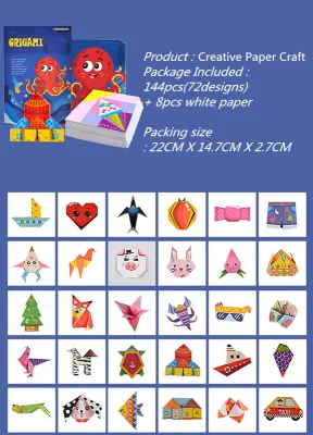 YY. 152pcs DIY 3D Cartoon Origami Handcraft Paper Kids Craft Toy Montessori Toys Craft Art Learning Educational Toys for Children