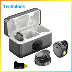 Mini Wireless Microphone with LED Indicator for iPhone Android Magnetic Lapel Microphone for Karaoke and Content Creation