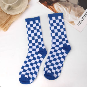 Korea Harajuku Fashion Check Socks Street Fashion Sports Print Skateboard Socks Hip Hop Geometric Checkerboard Socks