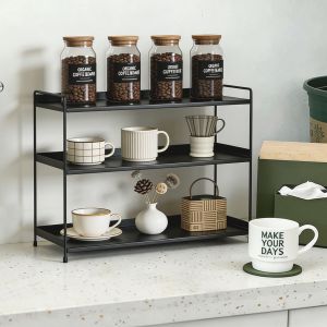 ❣️SPACEIDEAS❣️ Powder Coated Metal Desktop Organizer Rack Desktop Shelf Desk Organizer Office Table Organizer Study Table Organizer Desktop Shelf Desktop Rack Kitchen Shelf Kitchen Organizer Rack Seasoning Holders Perfume Holders Cosmetic Holder