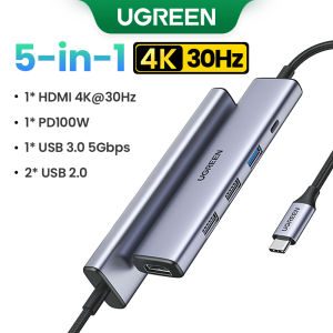 UGREEN 5-in-1 USB C HUB 4K30HZ Type-C to HDMI Adapter for SAMSUNG S23 S22 S21 Laptop SD TF Dock Splitter for MacBook iPad Pro Air Huawei Model:15495
