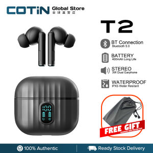 COTIN T2 True Wireless Earbuds Bluetooth Headphone 5.1 LED Digital Display and Built in Mic CVC8.0 Noise Cancelling HiFi Stereo IPX6 Waterproof in Ear Earphones 40h Playtime for Work/Sport/Travel/Game