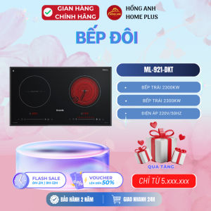Bếp từ đôi Dmestik ML 921 DKT mặt kính Kanger bo viền 4 cạnh bếp kết hợp 1 từ 1 điện điều khiển