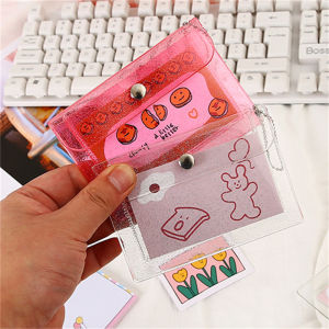 [Ilovediy] Ví đựng tiền xu đơn giản thời trang trong suốt không thấm nước ảnh PVC Ví Thẻ cô gái dễ thương móc khóa Snap rõ ràng ngăn đựng tiền túi