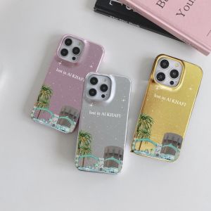 Customized initial Letters Glitter PU Leather Stars Case For Iphone 13 12 15 14 16 Pro Max 15 16plus Case Hard Metallic PU Cover