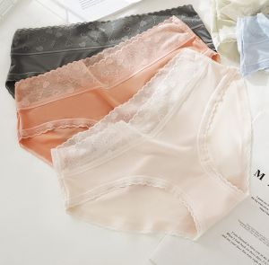 [Có size XL] Quần lót lụa lạnh CAO CẤP viền ren tim cạp cao không lộ viền cực dễ thương (Luôn che tên sản phẩm)