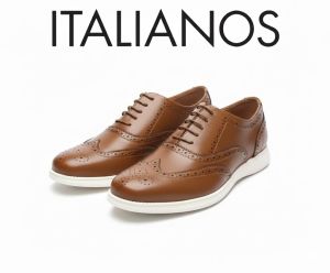 ITALIANOS Sanchez Tan Wingtip Oxford Shoes