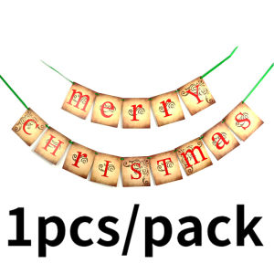 แบนเนอร์ตกแต่งคริสต์มาสขนาด13.5*15ซม. สำหรับตกแต่งฉากต้นไม้คริสต์มาสแบนเนอร์ตกแต่งวันหยุดแบบย้อนยุค