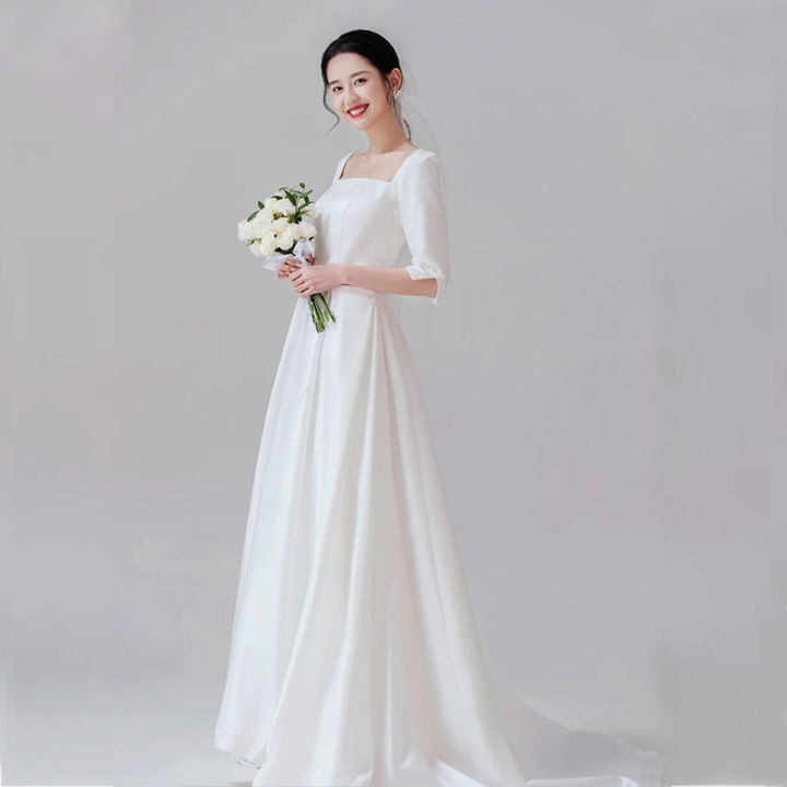 Lb0080 váy cưới mới với cổ áo dài và áo dài cổ cao Trang phục cưới kiểu cưới  kiểu trang phục của Trang phục của BI tập thể hình - Trung Quốc