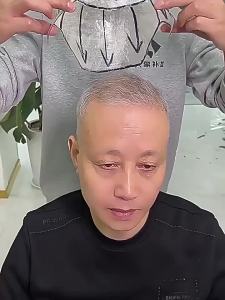 100% Human Hair Mao Inch Full Wig Mens Short Wig Middle-aged and Elderly Mens Real Hair Wig Straight Hair Natural Looking Cover White Hair Gift For Father