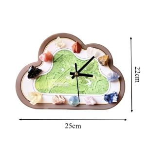 FFBH Modern Table Clocks Unique Cloud‑wavy Shape Surround Crystal Dial Stylish Desk Clocks Elegant Desktop Ornament Home Decoration 2Z6B7
