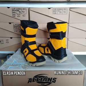 Sepatu Cross PENDEK Safety Sepatu Trail Vintage  Sepatu Gunung Mx boots Sepatu Trabas Sepatu Cross Clasik 01 KUNING HITAM