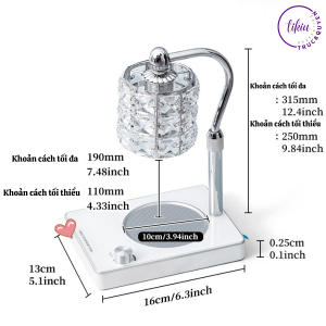 Đèn Đốt Nến Thơm Phong Cách Châu Âu TIKIU Chụp Trụ Pha Lê Sang Trọng Phụ kiện nến thơm Yankee Bath & Body Works 2022