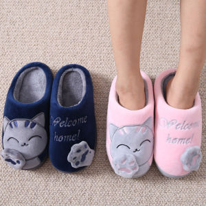 รองเท้าแตะแมวน่ารัก รองเท้าแตะในร่มที่นุ่มและสบาย รองเท้าแตะคู่ที่อบอุ่นในฤดูหนาว Winter Slipper