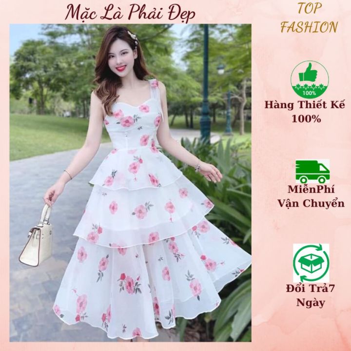 Mua Váy Hoa Voan Mềm Màu Đỏ Cao Cấp 23V051 Pi Style - L tại Pi Home Of  Beauty Made With Love | Tiki