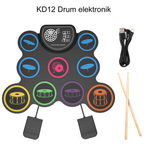 Siborie KD12 Electronic Drum Drum Rumahan untuk Anak-anak dan Pemula Alat Musik Anak-anak Set Drum Portabel Hand Roll Drum Kit Drum Jazz