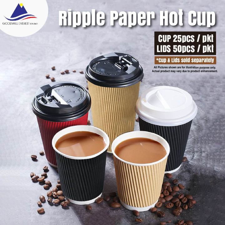 Ripple Double Wall Paper Hot Cup / Reclosable Lid/ Coffee/Tea/ Hot ...