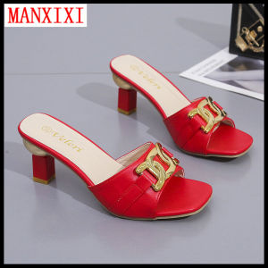 MANXIXI Fashion Women High Heels 2.75 Inches Beautiful Gold Chain Sandals (Size 36-43)