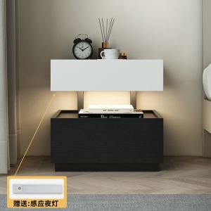 GlovoSync Italian Bedside Cabinet Suspended Solid Wood Storage Cabinet with Sensor Light Bedroom Organizer