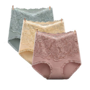 3PCS/Set L-XXL High Waist Women Cotton Knickers Seamless Briefs Lace Panties Underwear Girls Underpants for Female Plus Size