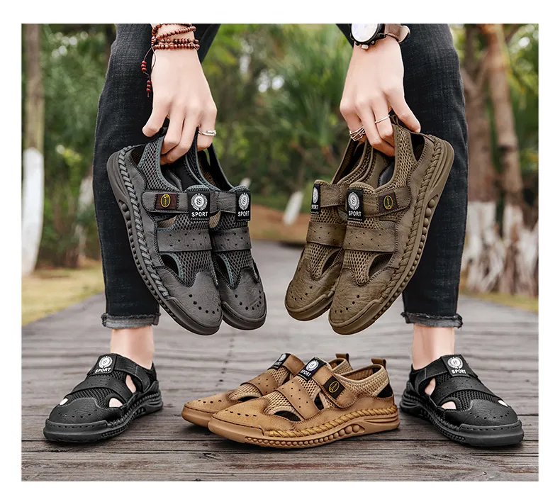 Leather casual sandals best sale