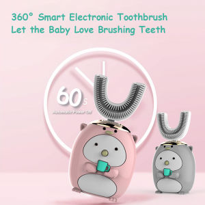 VREN Baby Smart 360 Degrees U-shape Electric Toothbrush Kids Cartoon Pattern Five Modes Blue Light Clean