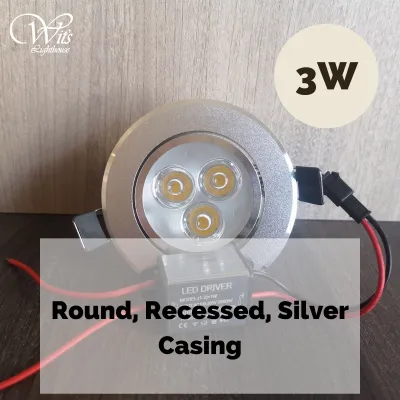 LED Downlight Adjustable Recessed(Round/Square Silver/White Casing 1W/3W/5W/7W/12W/18W Daylight/Warm White)