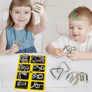Bộ 8 Móc Khóa Giải Đố Kim Loại Thông Minh Cho Bé Đồ Chơi Logic IQ Puzzle Rèn Tư Duy Trí Tuệ Cực Hay