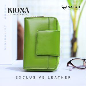 [VALQO] KIONA Dompet Kulit Sapi Wanita 13 Kartu 2 Foto Slot Resleting Dompet wanita Dompet kecil Dompet Pendek