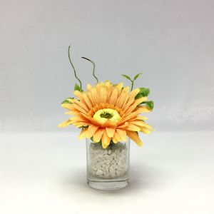 แจกันดอกไม้ปลอมจิ๋ว ดอกเยอบีร่าจิ๋วพร้อมแจกันแก้ว แจกันดอกไม้ปลอมมินิมอล