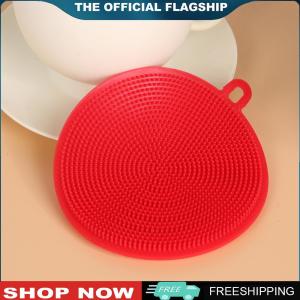 【New Arrival】 Silicone Dish Bowl Cleaning Brushes Scouring Pad Pot Pan Wash Brushes Red