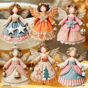 [COD] yixiayun 6 12 24 36Pcs Christmas Tree Decor Vintage 2D Christmas Angel Girl Wooden Pendant For Home Xmas Wall Hanging Ornament Decoration