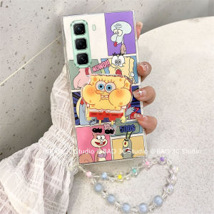 Ins Casing Infinix Smart 9 Hot 50 Pro+ 50i Hot50 Pro + Plus 4G 5G New Trend Creative Fashion Pooh Bear Spongebob Anti-fall Shockproof Phone Case with Bracket and Bracelet 2024