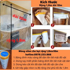 [HCM] Nilon che bụi đa năng bọc hàng che chắn sơn che đồ bảo vệ nội thất bọc hàng Có một đầu dán -Randy
