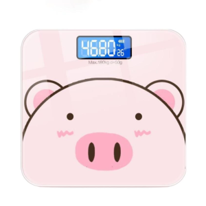 Cân điện tử sức khỏe sạc pin hình heo hồng xinh xắn mặt kính chịu lực tối đa 200kg đo nhiệt độ phòng chính xác 100% BH 12 THÁNG
