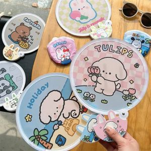 TRYANY พับเก็บได้ พัดลมพกพาพกพา กลมกลมๆ ผ้าหน้า พัดลมมือหมุน อุปกรณ์สำหรับฤดูร้อน 2420ซม. ค่ะ พัดลมพับได้ สำหรับนักเรียน