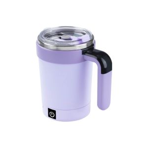 NOBLELYN Rechargeable Automatic ic Stirring Mug 380ML with Straw Stirring Cup Mixer Stainless Steel Electric Mixing Coffee Mug Office