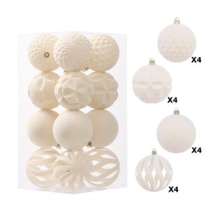 DECALE 16PCS Plastic Velvet Christmas Balls 8CM Matte Christmas Flocked Ball Set DIY Crafts Solid Color Christmas Tree Pendant Holiday Party Decor