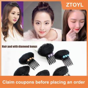 【ZTOYL】 Rhinestone Invisible Fluffy Sponge Hair Clip Front Hair Line Volume Base Puff Cushion Hair Bun Hair Styling Hair Hairpin