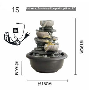 Water Fountain Water Feature Mini sized Desktop Table Top Fengshui LED Lights  Yellow Light 1 month warranty full set