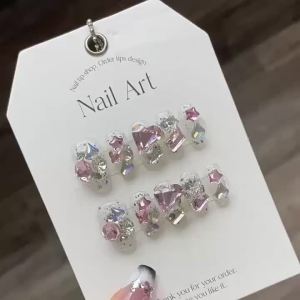 [HANDMADE]Artificial Nail Shiny Diamond Luxury Gentle Nails Reusable and Removable Nails
