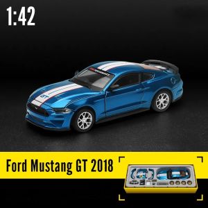 1:42 Diecast Miniatur Mobil Paduan Mobil Mainan Anak Mainan Anak Ford 2018 Mustang GT Model Balap Seri DIY