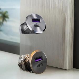 [caichuitan] ที่ชาร์จในรถยนต์ขนาดเล็กทำจากอลูมิเนียมอัลลอยด์1 2 3ชิ้นที่ชาร์จ USB Type-C ชาร์จเร็วสำหรับ RV รถบรรทุกค่ายเรือชิ้นส่วนดัดแปลงรถยนต์