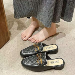 Korean fashion halfshoes sandals outer wear flat loafers half sandals for women 2408