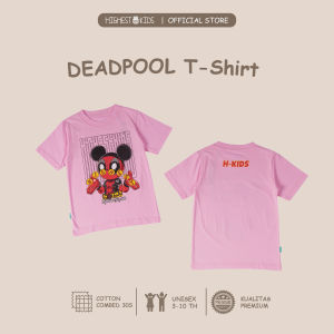 Highest Kids - Kaos Anak Cowok Cewek Gambar Deadpool Warna Pink dan Navy Bahan Cotton Combed 30s Ukuran S M L XL Usia 3th 4th 5th 6th 7th 8th 9th 10th HKTS63