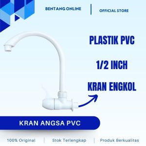 Kran Engkol Putar Angsa Plastik PVC 1/2 inch Wastafel Cuci Piring Keran Tembok Fleksibel Panjang